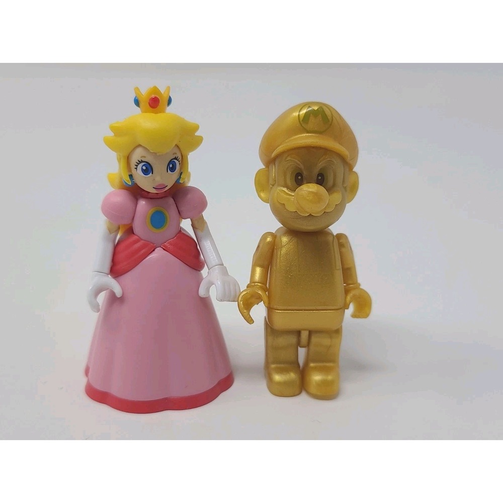 K'NEX Super Mario Gold Mario + Peach Figures Lot Used As-Is
